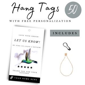 50 Custom Hang Tags - Seller Supplies - Poshmark Packaging - 2 x 3.5 in